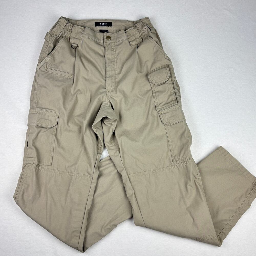 5.11 Men's 32x34 Regular Fit Taclite Pro Ripstop Elastic Waist Tan Cargo Pants